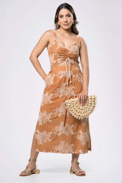 Vestido midi abertura clearance lateral