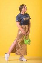 T-shirt Brasil Detalhes Pedraria Azul Marinho