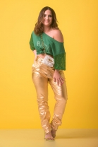 T-shirt Brasil Manga Curta Detalhe Paetê Verde