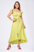 Conjunto Amarelo Em Crepe Fluido