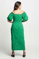 Vestido Midi Tecido Texturado Verde