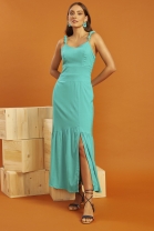 Vestido Midi de Alça Fina Verde