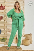 Macacão com Sobreposição Verde Plus Size 