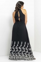 Vestido Longo Preto Bordados Alto Relevo