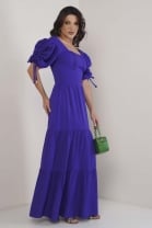 Vestido longo Mangas Bufantes Roxo 