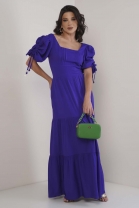 Vestido longo Mangas Bufantes Roxo 