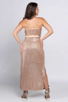 Vestido Longo de Paetê Dourado