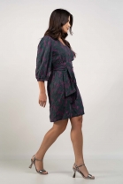 Vestido Curto Com Amarração Verde Escuro