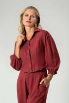 Conjunto de Calça e Camisa Corset Marsala