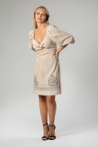 Vestido Curto Laço no Busto Bege