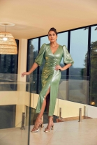 Vestido Midi Verde com Brilho 