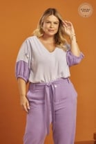 Conjunto de Calça e Blusa Lilás Plus Size