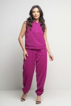 Conjunto de Calça Jogger e Colete Fucsia