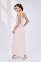 Vestido Longo Abotoamento Frontal e Decote Quadrado Rose