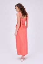 Vestido Midi Decote Quadrado Coral