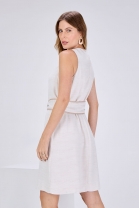 Vestido Curto Soltinho com Pregas Off White 