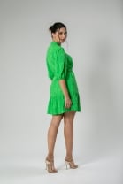 Vestido Curto de Leise Com Amarraçao Frontal Verde