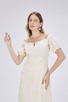 Vestido Midi Texturizado Off White 