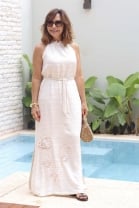 Vestido Longo Bordado Off White 