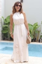 Vestido Longo Bordado Off White 