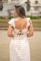 Vestido Longo Barra Bordada Off White 