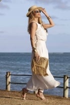 Vestido Longo Recorte na Costas Off White