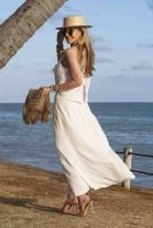 Vestido Longo Recorte na Costas Off White