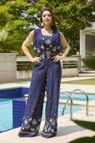 Macacão Pantalona com Top Estampado 