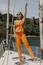 Conjunto de Calça e Bata Bordada Laranja