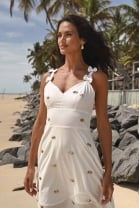 Vestido Midi Fluido Bordado Off White 