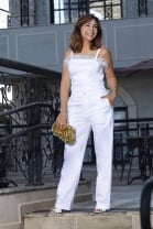 Conjunto de Calça e Blusa com Pluma Branco 