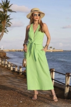 Conjunto de Saia Midi e Regata com Amarração Verde