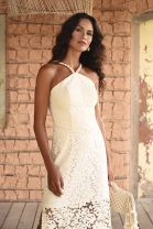 Vestido Midi Rendado Off White