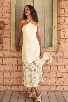 Vestido Midi Rendado Off White