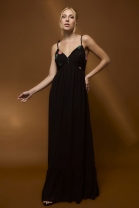 Vestido Longo Bordado Preto
