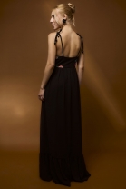 Vestido Longo Bordado Preto