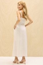 Vestido Midi com Detalhes no Busto Off White