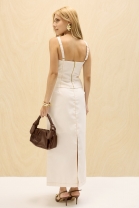 Conjunto de Saia Longa e Regata Off White