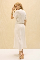 Conjunto de Saia Midi e Cropped Cru