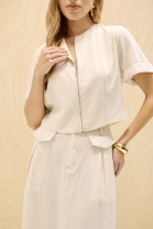 Conjunto de Saia Midi e Cropped Cru