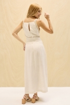 Vestido Midi com Amarração Frontal Cru