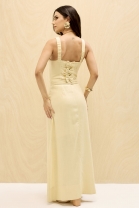 Vestido Longo Amarelo com Amarração Frontal