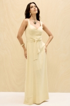 Vestido Longo Amarelo com Amarração Frontal