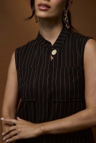 Conjunto de Calça e Colete Listrado Preto