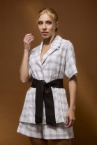 Conjunto de Short com Maxi Camisa Xadrez