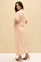 Conjunto de Saia Midi e Cropped Salmão