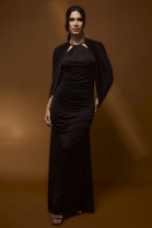 Vestido Longo com Sobreposição Preto