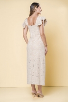 Vestido Longo Abotoamento Frontal Laise Bege