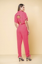 Macacao com Amarraçao e Ziper Frontal Pink