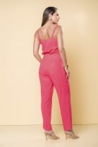 Conjunto de Calça e Blusa com Pregas Rosa